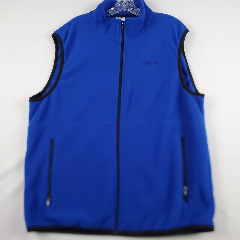 Splenda Employee Vest Men's XL Blue Fleece Classic Full Zip Pockets Uniform Work